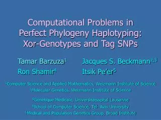Computational Problems in Perfect Phylogeny Haplotyping: Xor-Genotypes and Tag SNPs