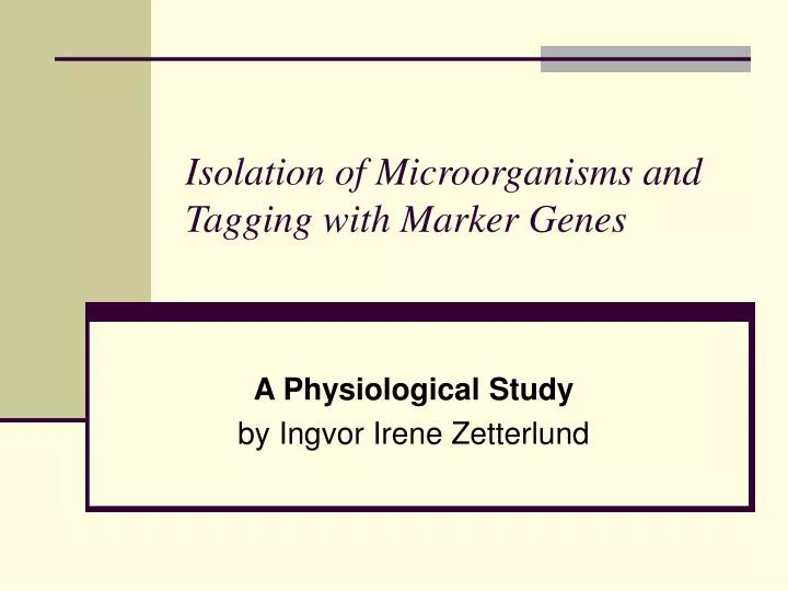 isolation of microorganisms and tagging with marker genes