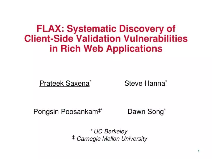 flax systematic discovery of client side validation vulnerabilities in rich web applications