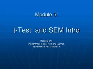 Module 5: t-Test and SEM Intro