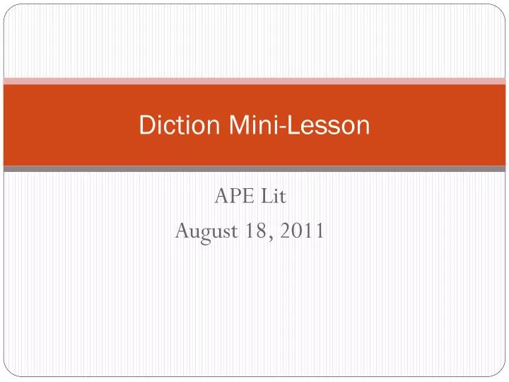 diction mini lesson