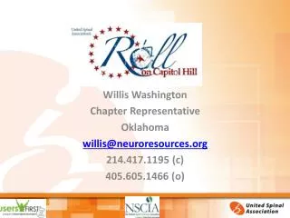 Willis Washington Chapter Representative Oklahoma willis@neuroresources 214.417.1195 (c)