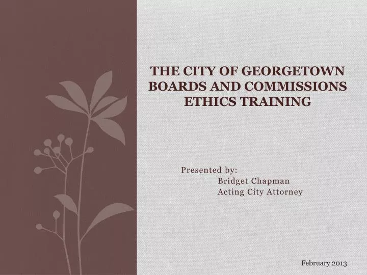 the city of georgetown boards and commissions ethics training