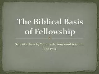 the biblical basis of fellowship