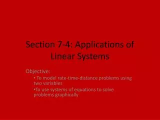 Section 7-4: Applications of Linear Systems