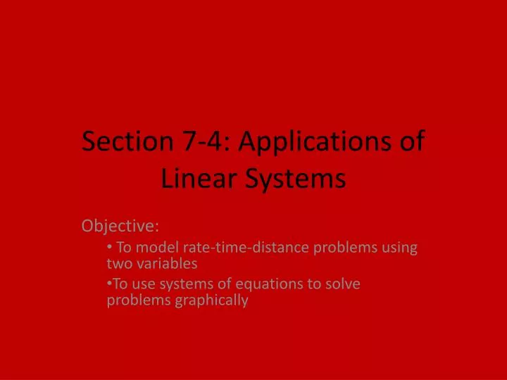 section 7 4 applications of linear systems