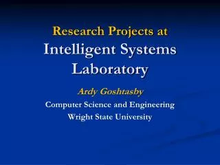 Research Projects at Intelligent Systems Laboratory