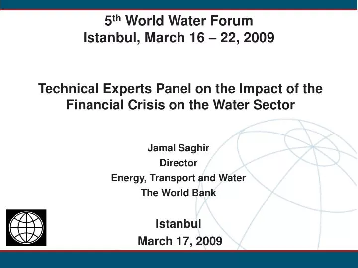 technical experts panel on the impact of the financial crisis on the water sector