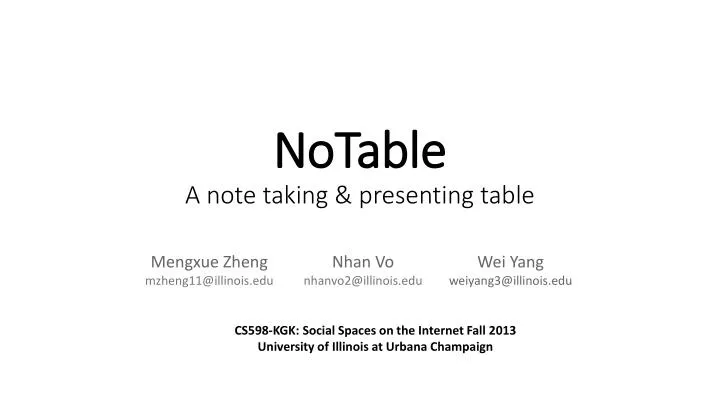 notable a note taking presenting table