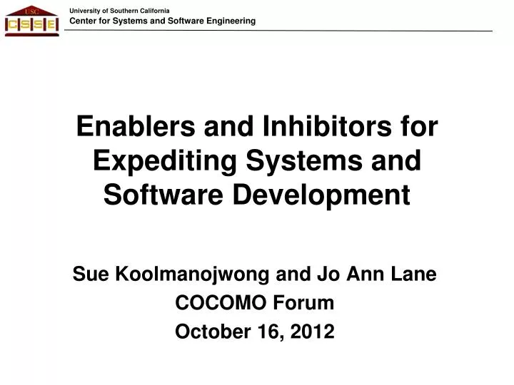 enablers and inhibitors for expediting systems and software development