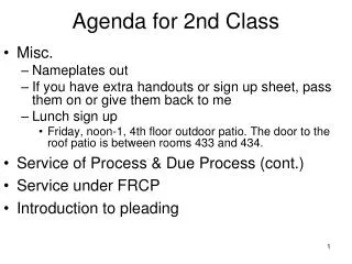 Agenda for 2nd Class