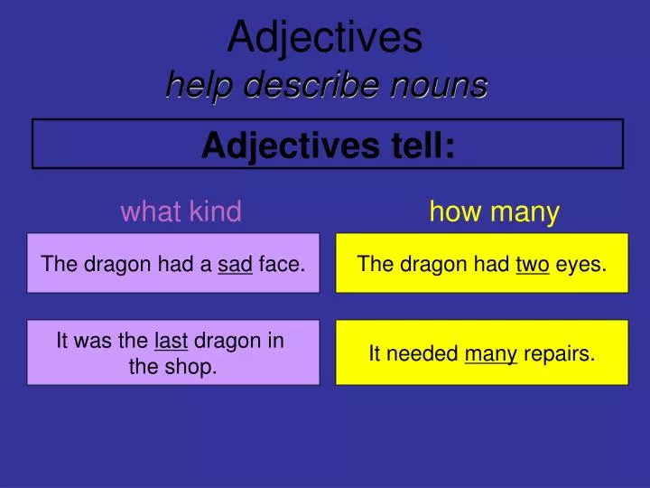 adjectives help describe nouns