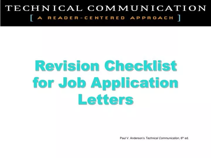 revision checklist for job application letters