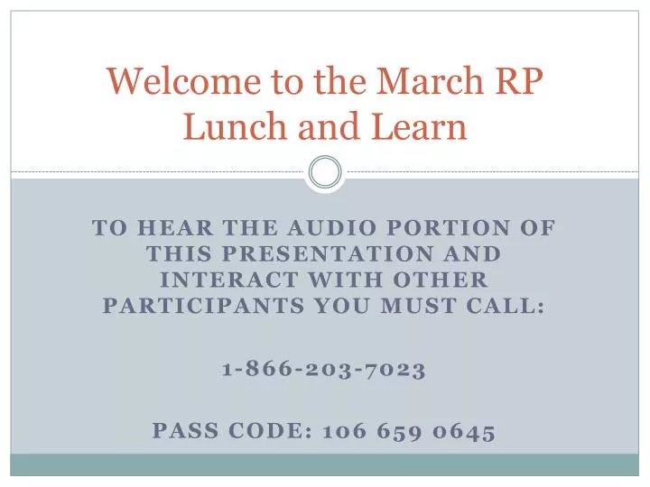 welcome to the march rp lunch and learn