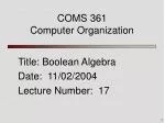 Understanding Boolean Algebra: Concepts, Theorems, and Applications in Digital Logic - slide 1