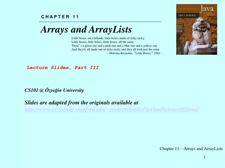 chapter 11 arrays and arraylists