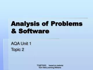 Analysis of Problems &amp; Software