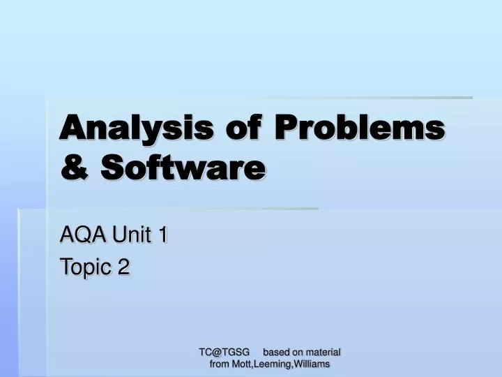 analysis of problems software
