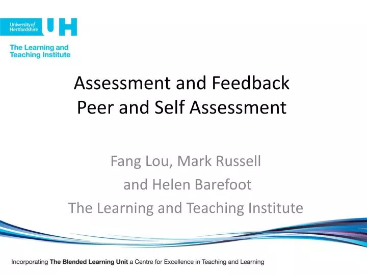 assessment and feedback peer and self assessment