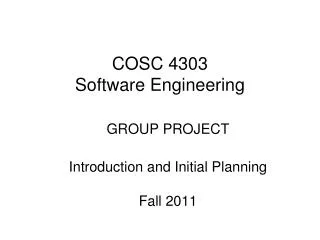 COSC 4303 Software Engineering