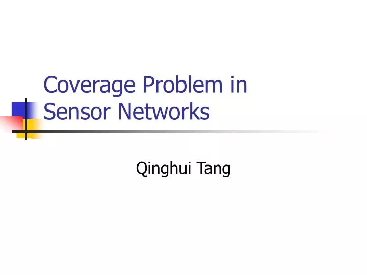 coverage problem in sensor networks
