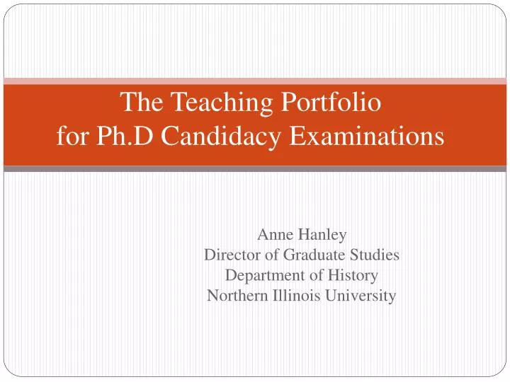 the teaching portfolio for ph d candidacy examinations