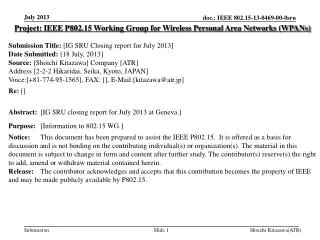 Project: IEEE P802.15 Working Group for Wireless Personal Area Networks (WPANs)