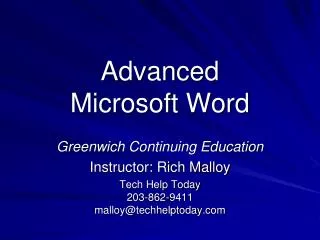 Advanced Microsoft Word