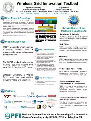 WIRELESS GRID INNOVATION TESTBED