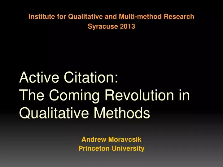 active citation the coming revolution in qualitative methods
