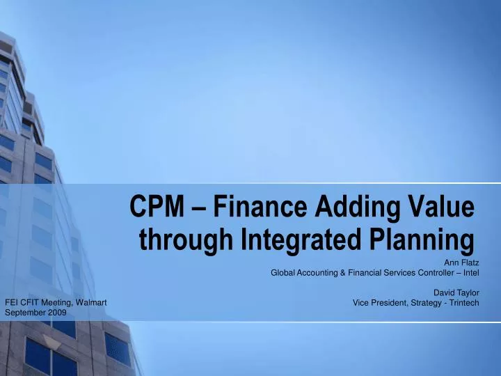 cpm finance adding value through integrated planning
