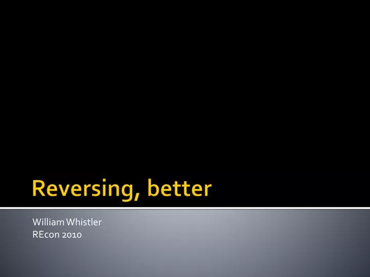 william whistler recon 2010