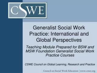 Generalist Social Work Practice: International and Global Perspectives