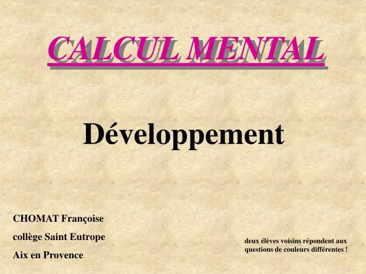 calcul mental