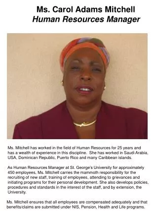Ms. Carol Adams Mitchell Human Resources Manager