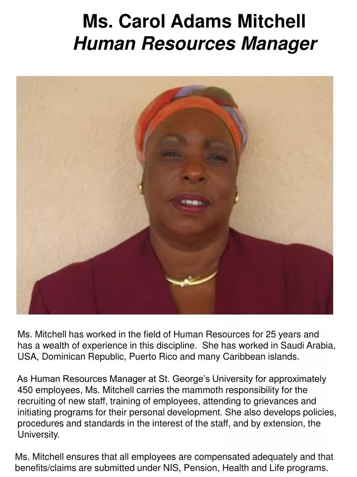 ms carol adams mitchell human resources manager