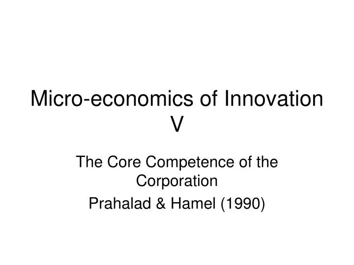 micro economics of innovation v