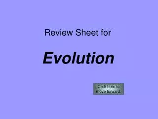 Review Sheet for Evolution