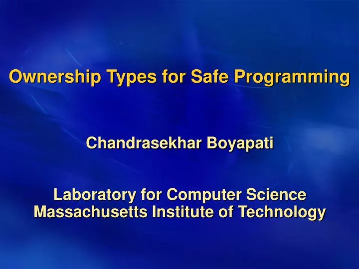 ownership types for safe programming