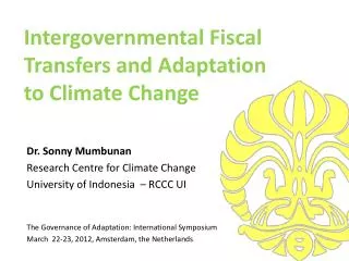 Intergovernmental Fiscal Transfers and Adaptation to Climate Change