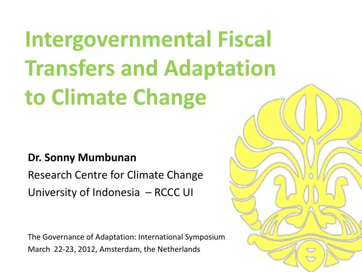 intergovernmental fiscal transfers and adaptation to climate change