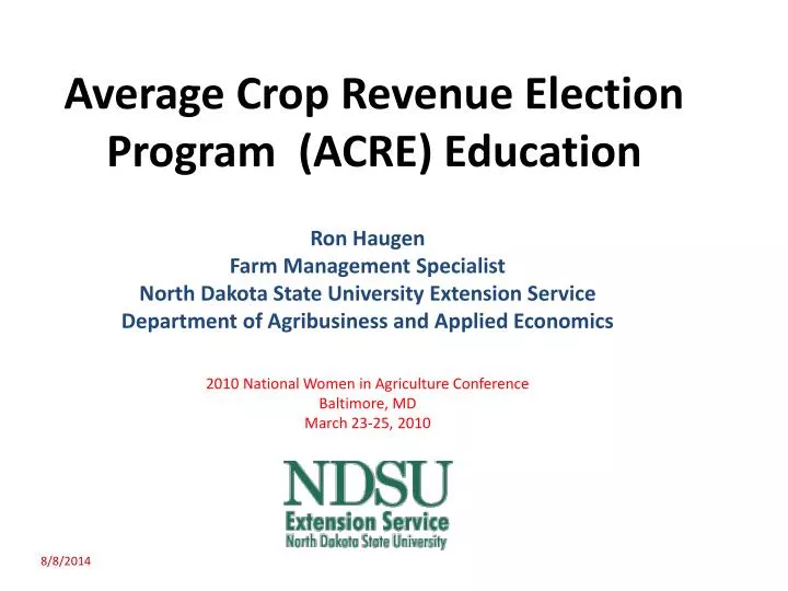 average crop revenue election program acre education