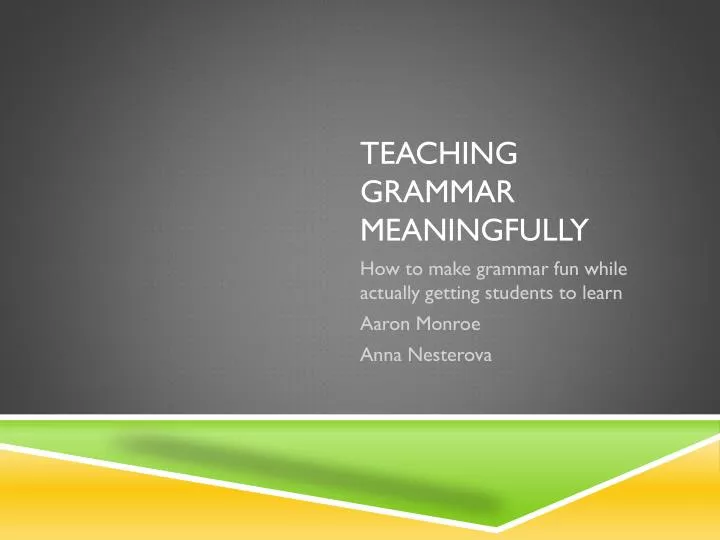teaching grammar meaningfully