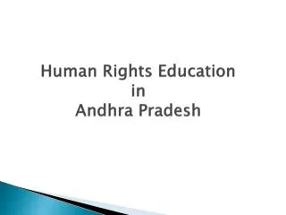 Human Rights Education in Andhra Pradesh