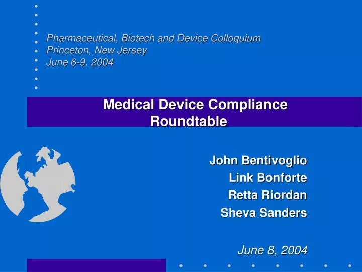 pharmaceutical biotech and device colloquium princeton new jersey june 6 9 2004