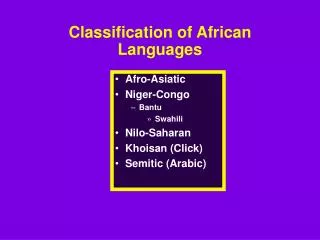 Classification of African Languages