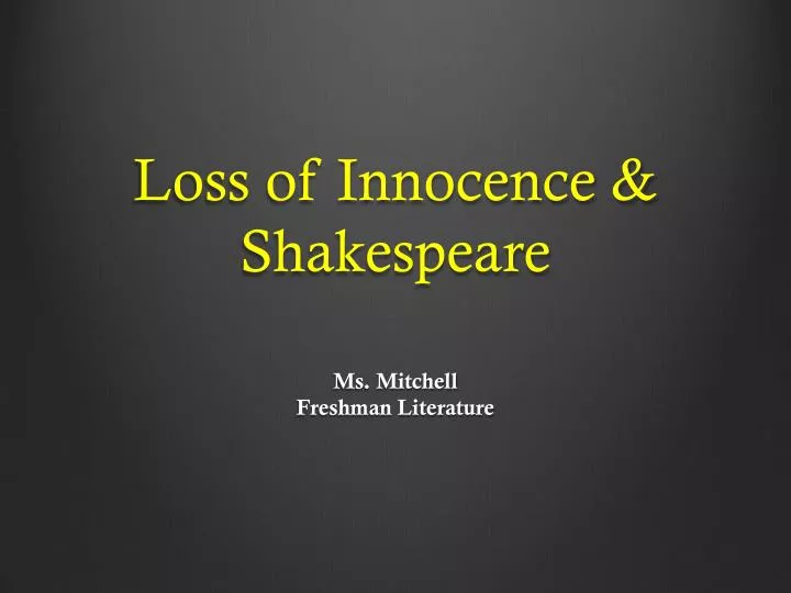 loss of innocence shakespeare
