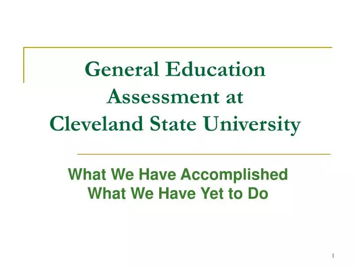 general education assessment at cleveland state university