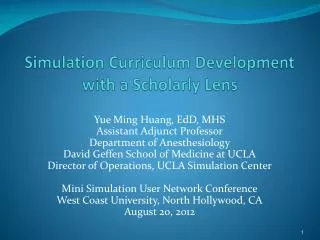 Simulation Curriculum Development with a Scholarly Lens