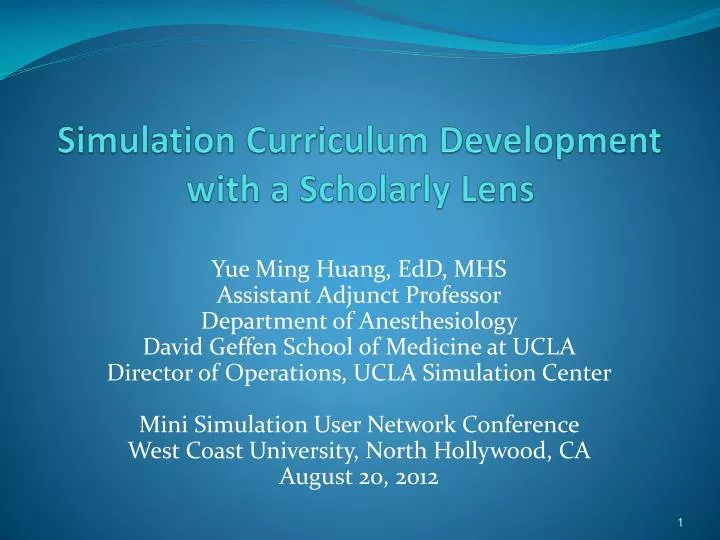 simulation curriculum development with a scholarly lens